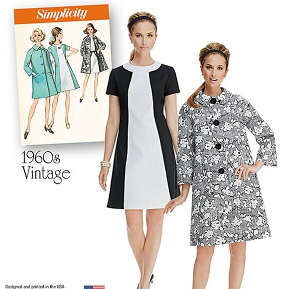 Simplicity 1197 1960s Vintage Dress & Coat Pattern Sizes 16-24 Uncut - Picture 1 of 7